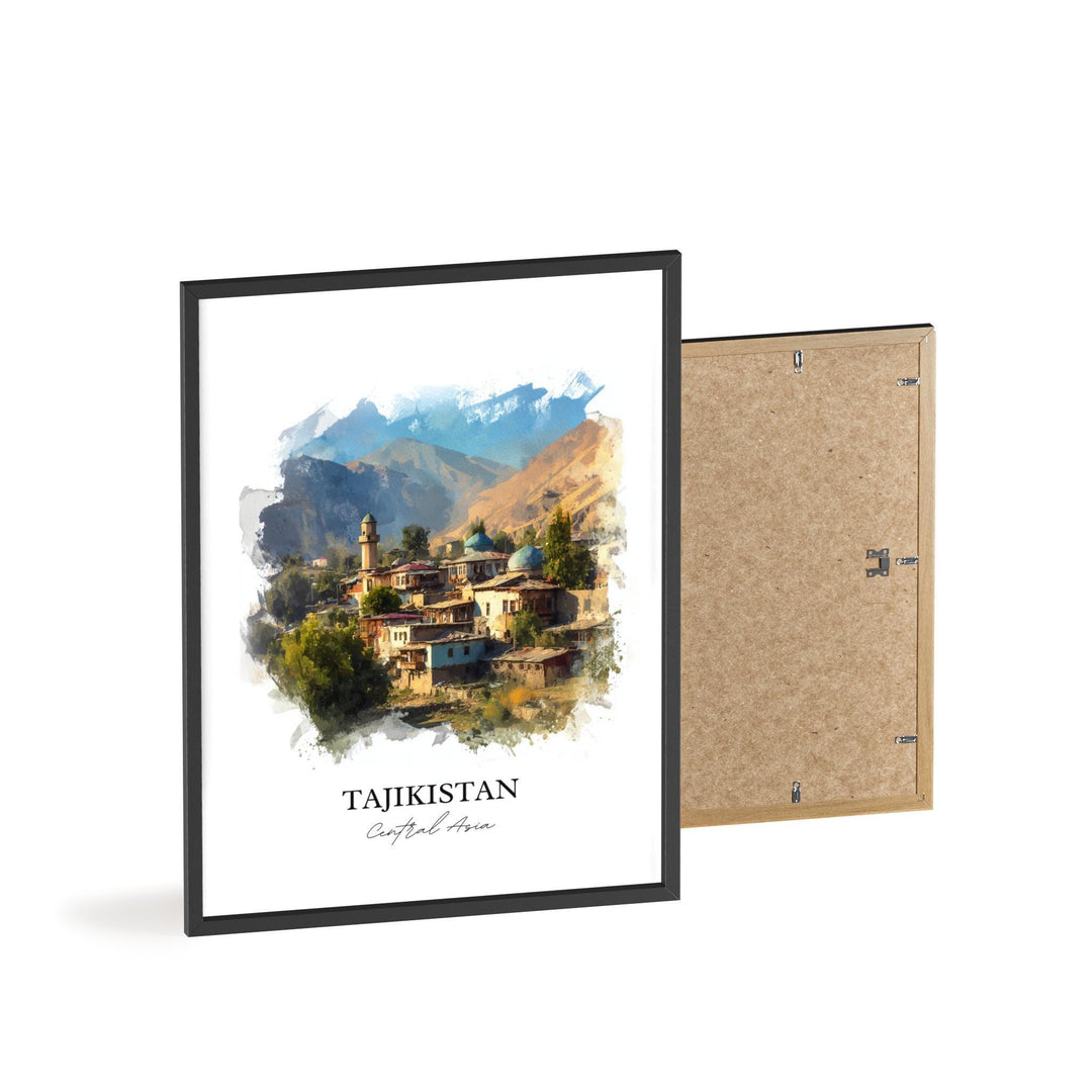 Tajikistan Wall Art, Tajikistan Print, Tajikistan Watercolor Art, Tajikistan Country Gift, Travel Print, Travel Poster, Housewarming Gift