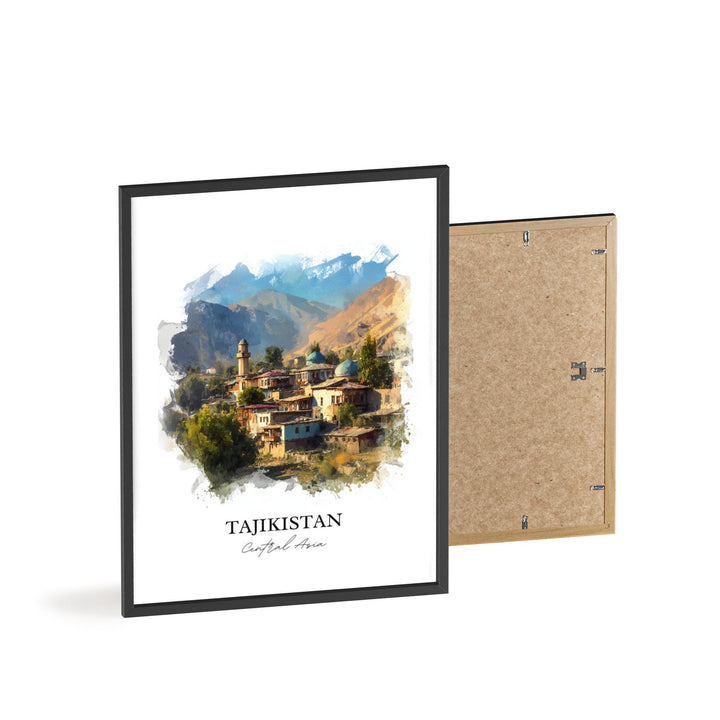 Tajikistan Wall Art, Tajikistan Print, Tajikistan Watercolor Art, Tajikistan Country Gift, Travel Print, Travel Poster, Housewarming Gift