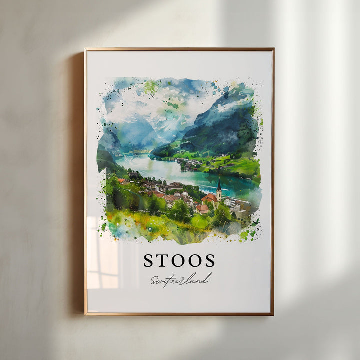 Stoos Switzerland Art, Stoos Print, Morschach Watercolor Art, Schwyz Switzerland Gift,