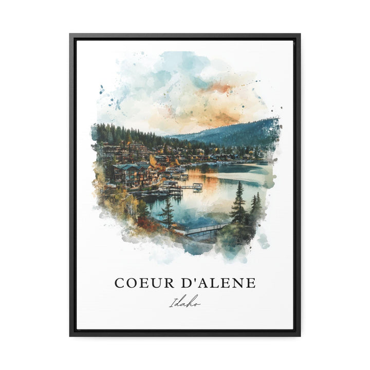 Coeur D'Alene Wall Art, Coeur D'Alene Print, Coeur D'Alene Watercolor Art, Idaho Gift,