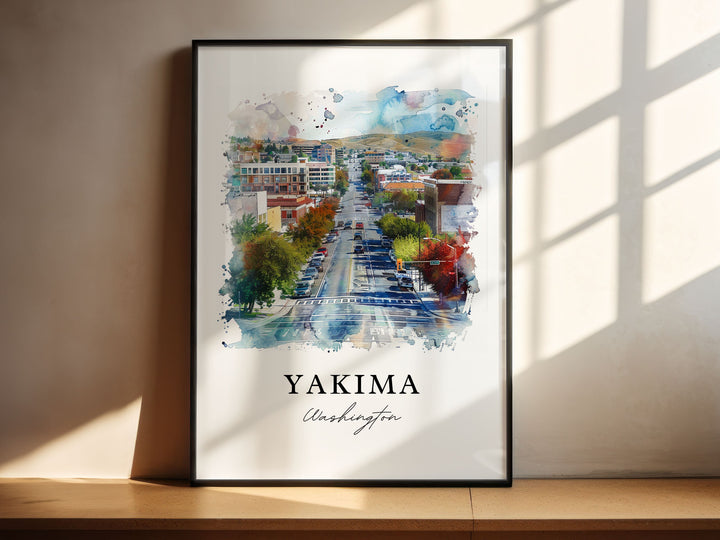 Yakima WA Wall Art, Yakima Print, Yakima Watercolor Art, Yakima Valley Washington Gift,