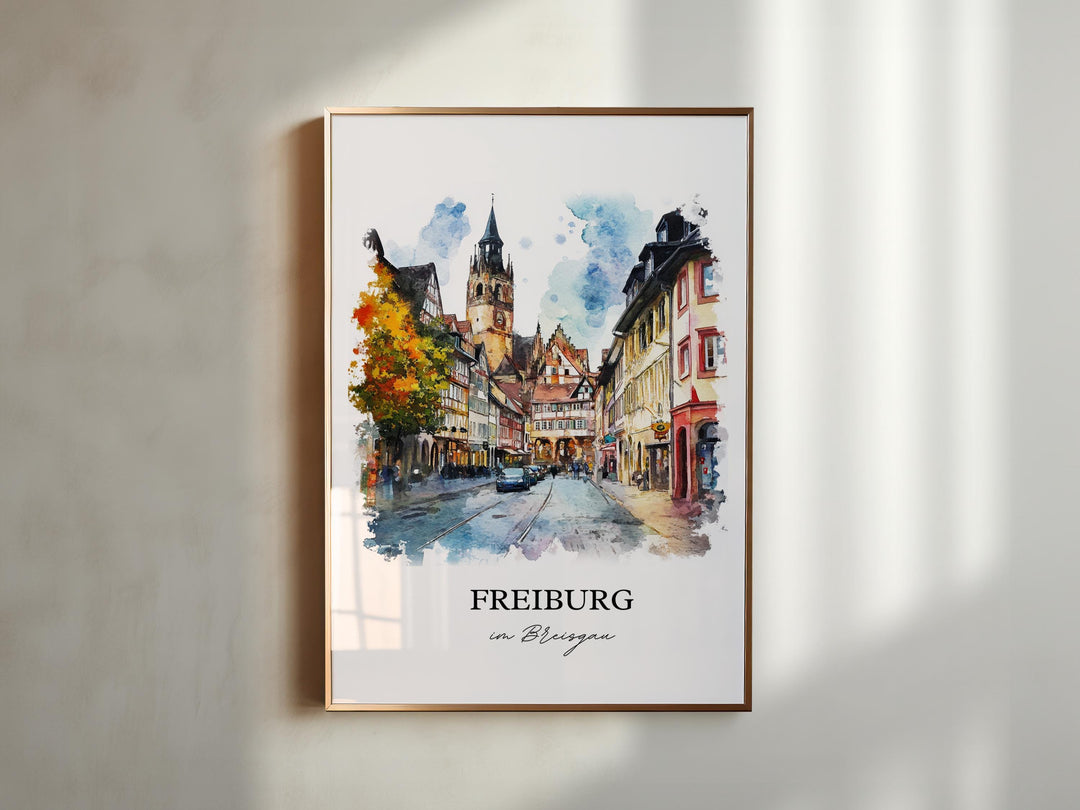 Freiburg im Breisgau Art, Black Forest Print, Germany Watercolor, Freiburg im Breisgau Gift, Travel Print, Travel Poster, Housewarming Gift