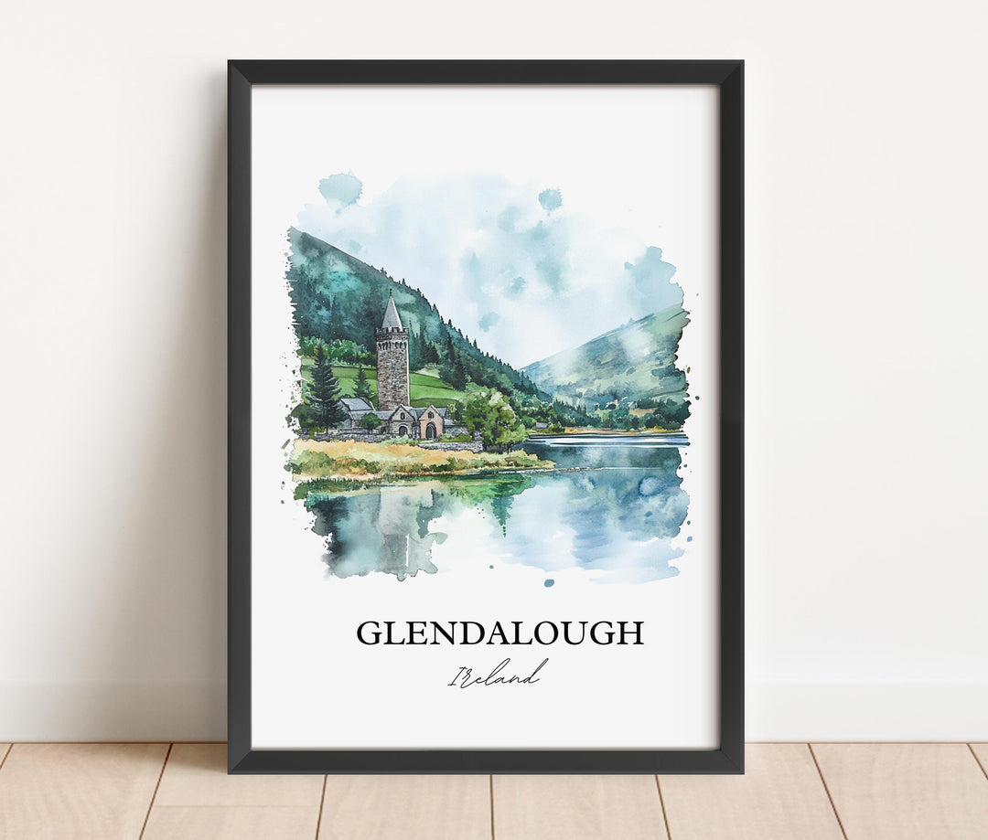 Glendalough Wall Art, County Wicklow Print, Ireland Watercolor Art, Glendalough Ireland Gift, Travel Print, Travel Poster, Housewarming Gift