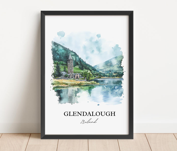 Glendalough Wall Art, County Wicklow Print, Ireland Watercolor Art, Glendalough Ireland Gift, Travel Print, Travel Poster, Housewarming Gift