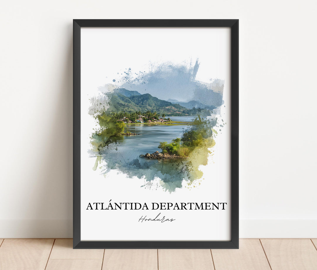 Atlántida Department Wall Art, Honduras Print, Honduras Watercolor Art, Honduras Gift, Honduras Print, Travel Poster, Housewarming Gift