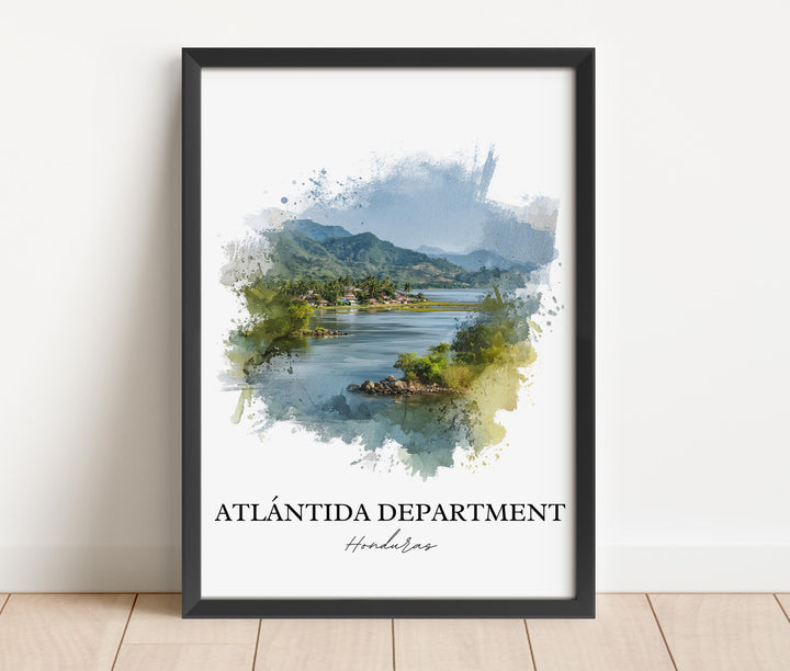 Atlántida Department Wall Art, Honduras Print, Honduras Watercolor Art, Honduras Gift, Honduras Print, Travel Poster, Housewarming Gift