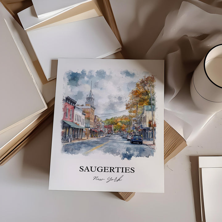 Saugerties NY Wall Art, Ulster County Print, Catskills NY Artwork, Saugerties New York Gift, Travel Print, Travel Poster, Housewarming Gift