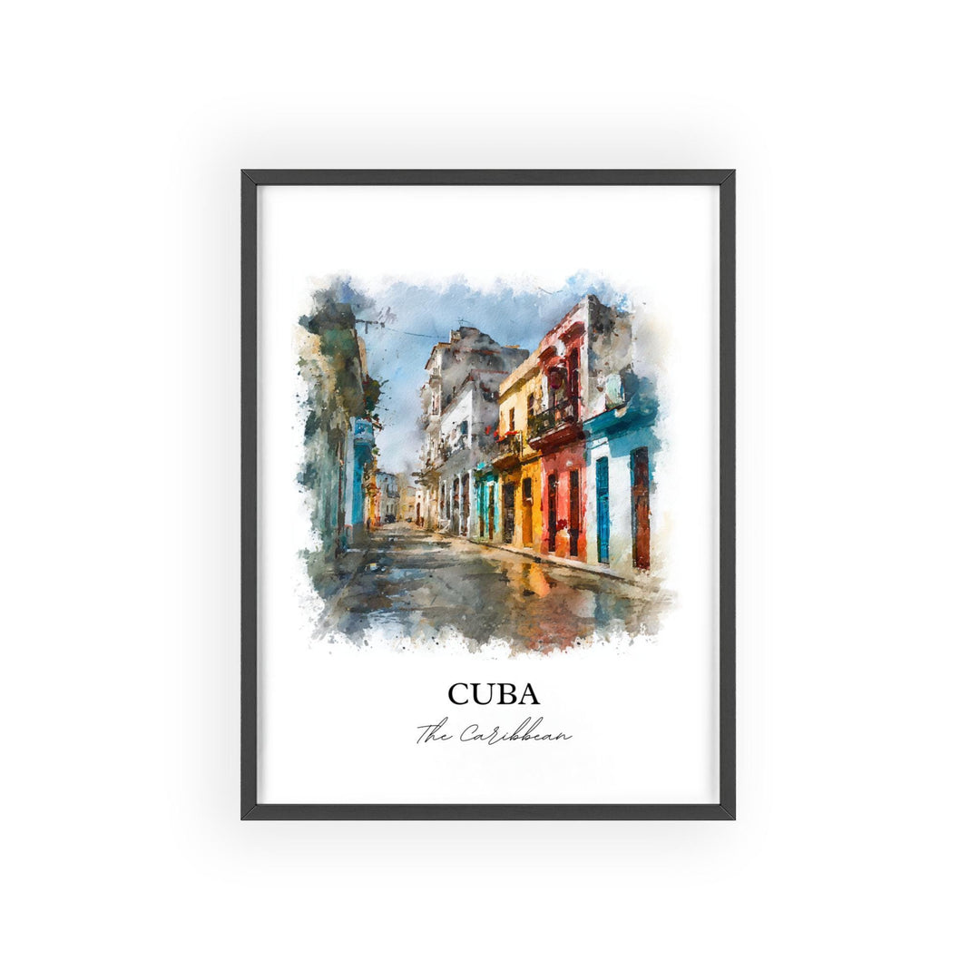 Cuba Wall Art, Cuba Print, Cuba Watercolor Art, Cuba Country Gift, Travel Print, Travel Poster, Housewarming Gift