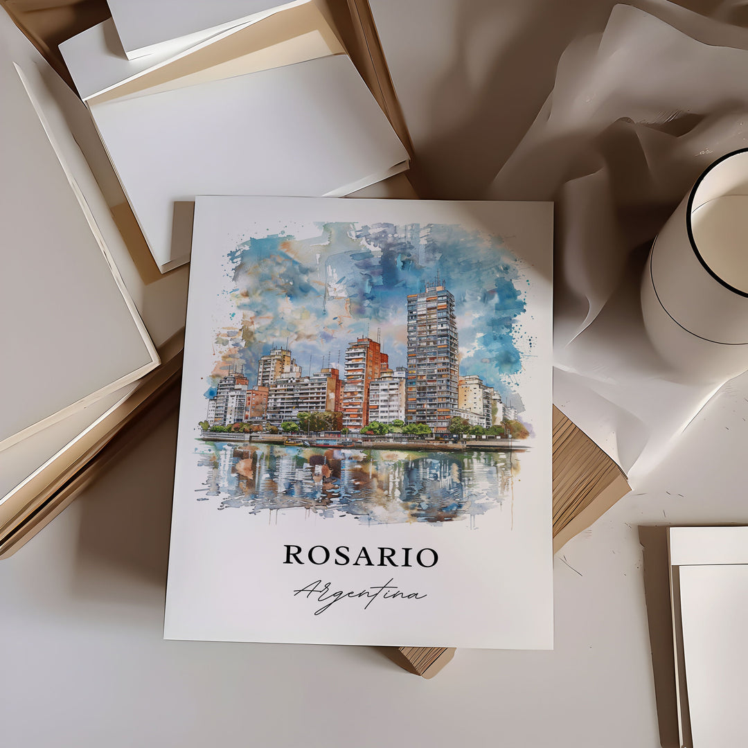 Rosario Argentina Wall Art, Rosario Print, Rosario Watercolor, Rosario Argentina Gift, Travel Poster, Housewarming Gift
