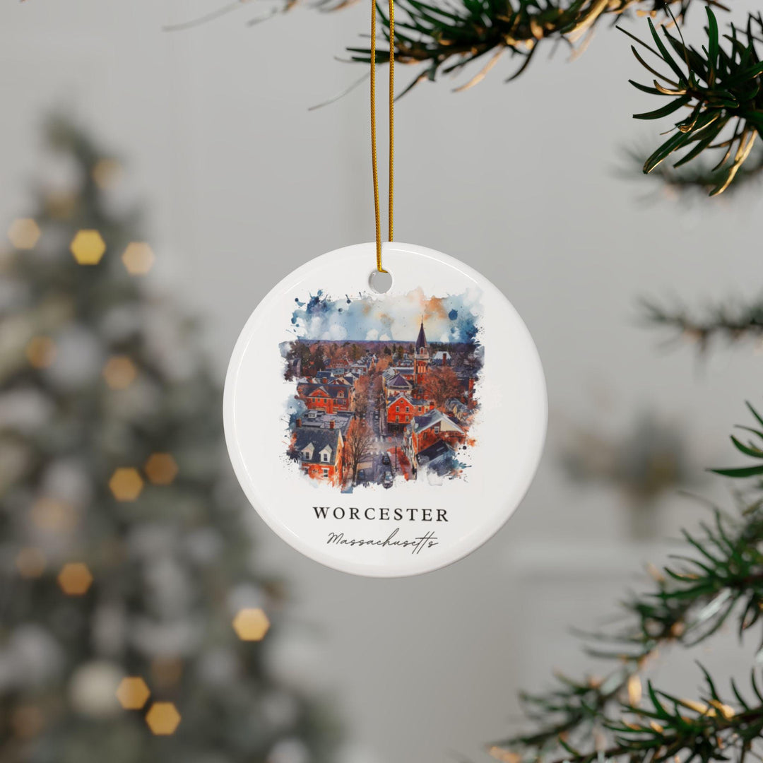 Worcester MA Ornament: Unique Worcester Souvenir, Worcester Xmas Decor, and Authentic Worcester Massachusetts Gift