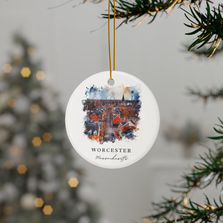 Worcester MA Ornament: Unique Worcester Souvenir, Worcester Xmas Decor, and Authentic Worcester Massachusetts Gift