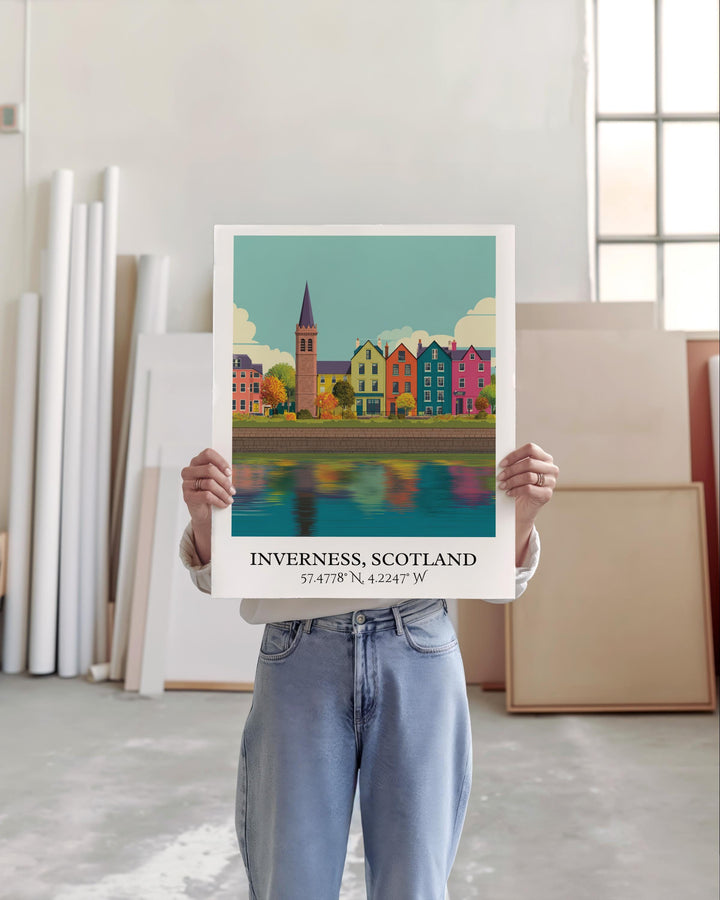 Inverness Art, Inverness Retro Travel Art, Inverness Home Decor, Inverness Gift, Scotland Travel Art, Travel Prints, Housewarming Gift
