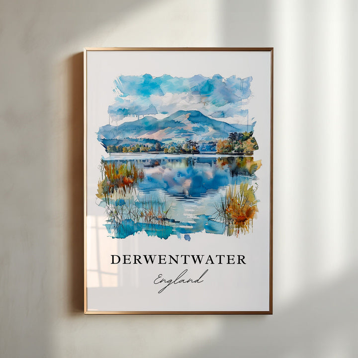 Derwentwater Wall Art, Derwentwater England Print, Derwentwater Watercolor, England Gift,