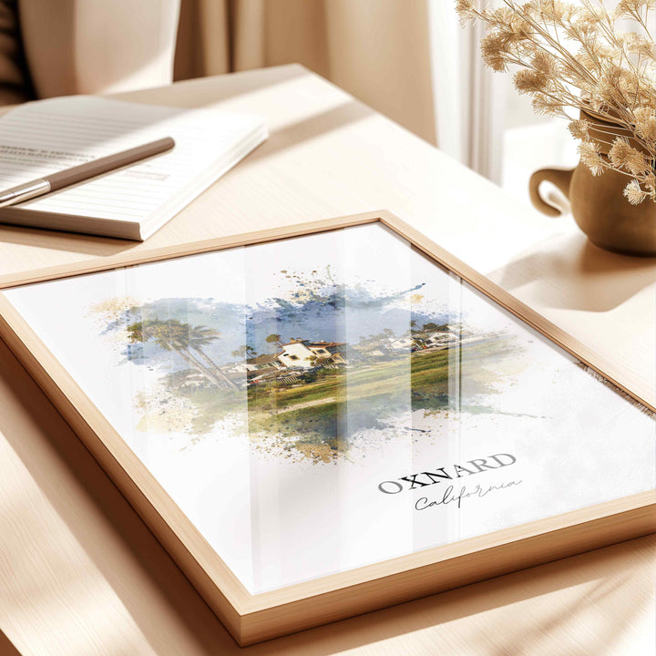 Oxnard CA Wall Art, Oxnard Print, Oxnard Watercolor Art, Oxnard California Gift, Travel Print, Travel Poster, Housewarming Gift