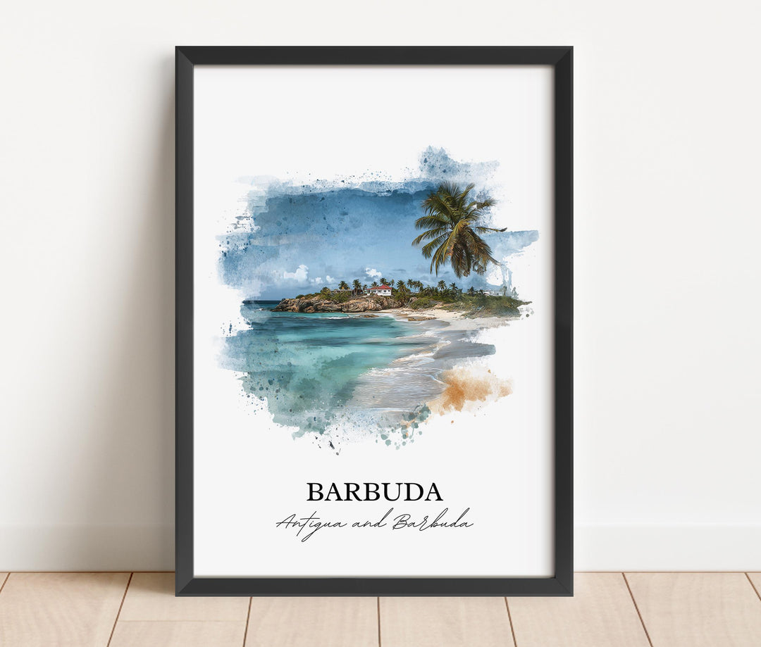 Barbuda Wall Art, Barbuda Print, Barbuda Watercolor Art, Antigua and Barbuda Gift, Barbuda Travel Print, Travel Poster, Housewarming Gift