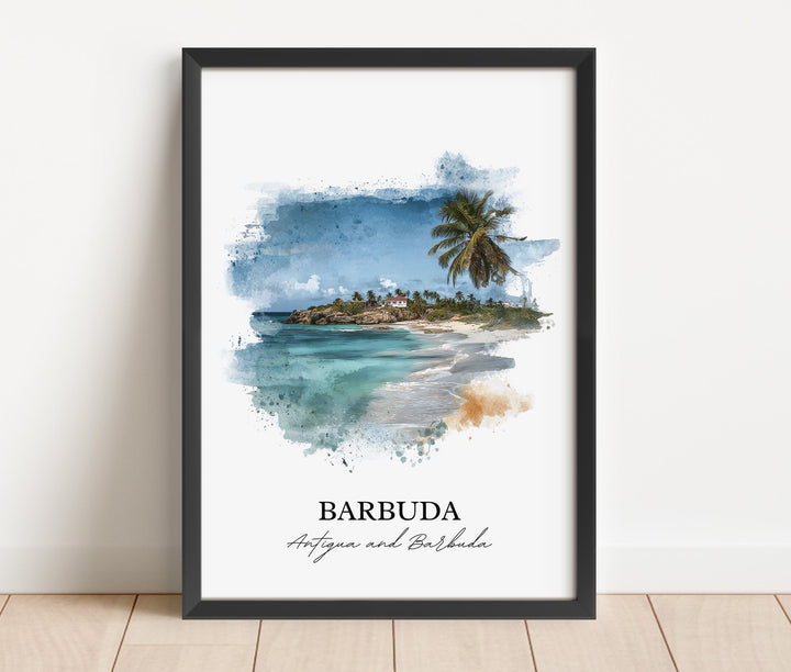Barbuda Wall Art, Barbuda Print, Barbuda Watercolor Art, Antigua and Barbuda Gift, Barbuda Travel Print, Travel Poster, Housewarming Gift