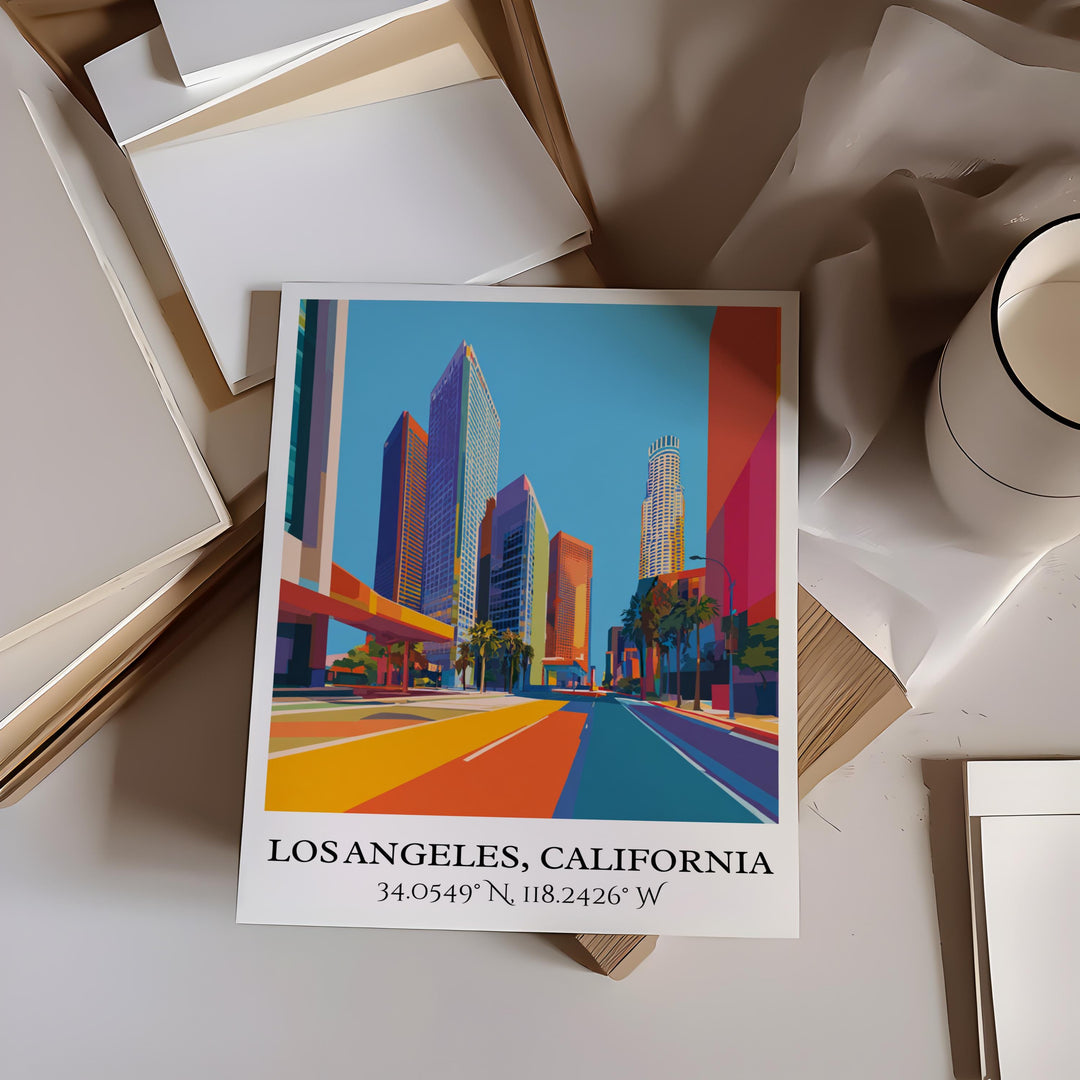 Los Angeles Art, Los Angeles Retro Travel Art, LA Home Decor, California Gift, California Travel Art, Travel Prints, Housewarming Gift