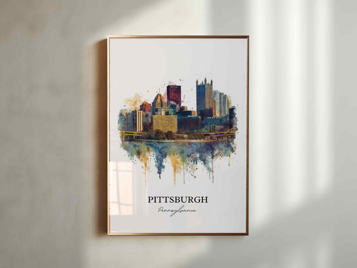 Pittsburgh, Pennsylvania Wall Art, Pittsburgh Print, Pittsburgh PA Watercolor Art, Pennsylvania Gift, Travel Print, Travel Poster, Housewarming Gift
