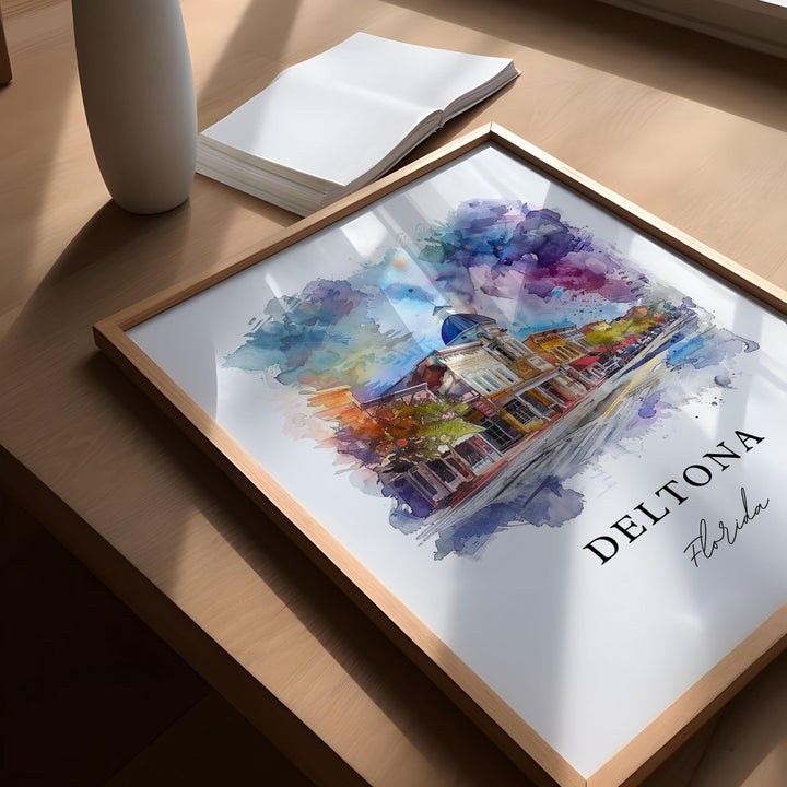 Deltona FL Wall Art, Deltona Print, Volusia County Watercolor Art, Deltona Florida Gift, Travel Poster, Housewarming Gift