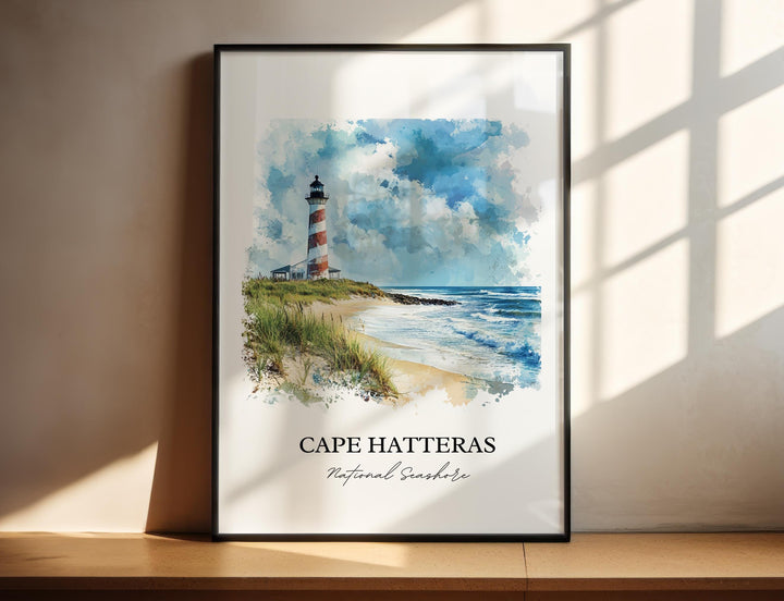 Cape Hatteras Wall Art, Hatteras Island Print, Cape Hatteras Watercolor, Cape Hatteras Gift, Travel Print, Travel Poster, Housewarming Gift