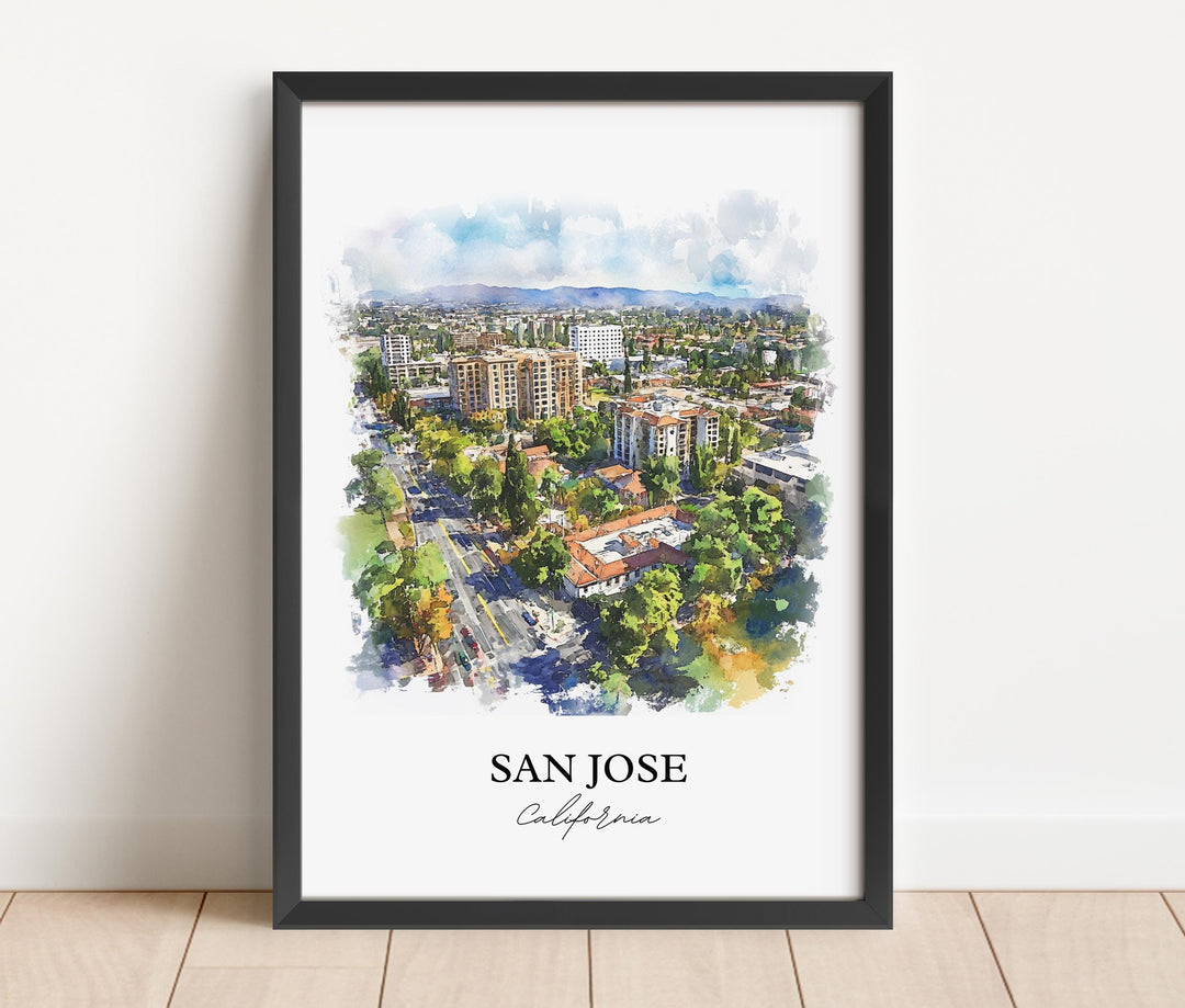 San Jose, California, USA – Watercolor Art Print