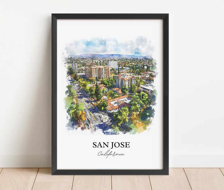 San Jose, California, USA – Watercolor Art Print