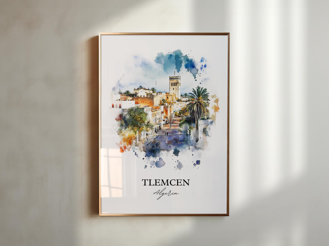 Tlemcen Wall Art, Algeria Africa Print, Algeria Watercolor Art, Tlemcen Algeria Gift, Travel Print, Travel Poster, Housewarming Gift