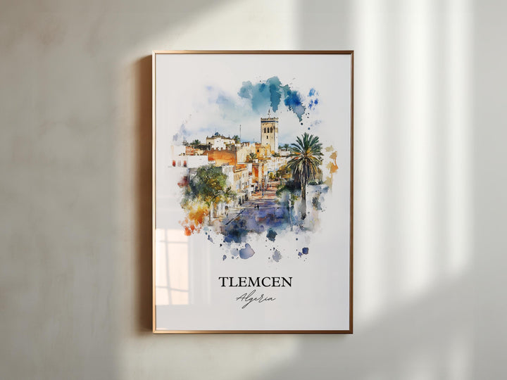 Tlemcen Wall Art, Algeria Africa Print, Algeria Watercolor Art, Tlemcen Algeria Gift, Travel Print, Travel Poster, Housewarming Gift
