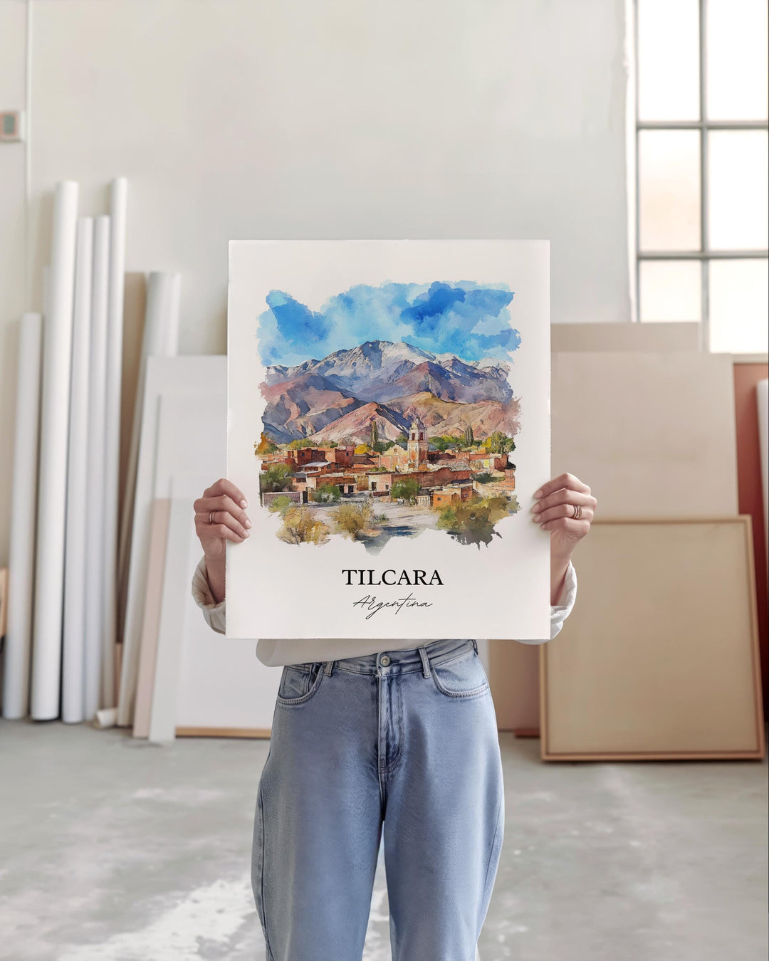 Tilcara Argentina Wall Art, Jujuy Print, Argentina Watercolor Art, Tilcara Argentina Gift, Travel Print, Travel Poster, Housewarming Gift