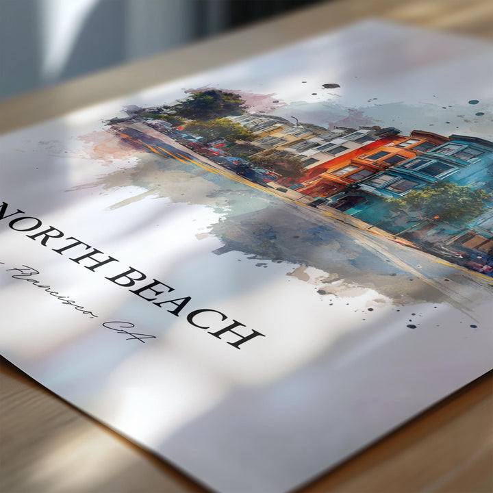 North Beach, California – Watercolor Art Print