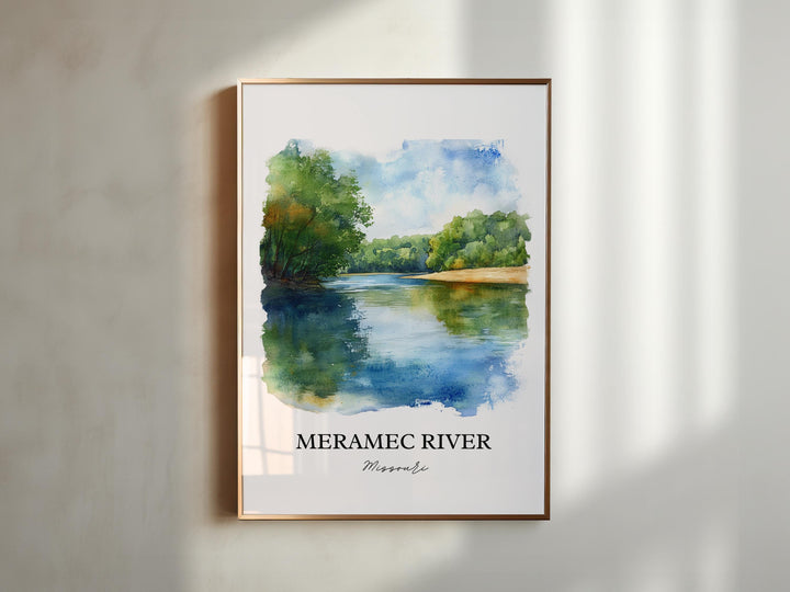 Meramec River Wall Art, Ozarks Print, Missouri Watercolor Art, Meramec River Gift, Travel Print, Travel Poster, Housewarming Gift