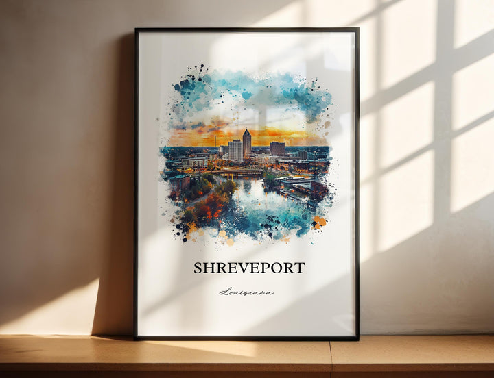 Shreveport and Bossier City, Louisiana – Watercolor Art Print