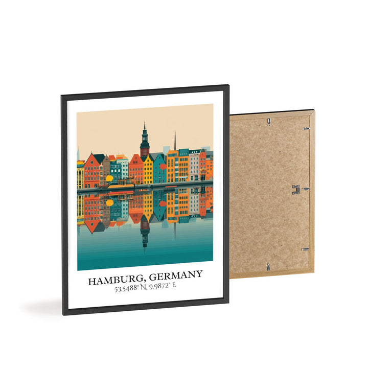 Hamburg Art, Hamburg Germany Retro Travel Art, Germany Home Decor, Germany Gift, Germany Travel Art, Travel Prints, Housewarming Gift