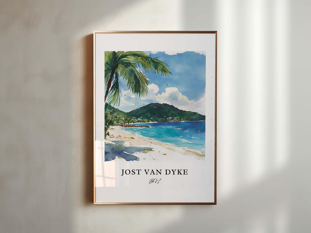 Jost Van Dyke Wall Art, BVI Print, Jost Van Dyke Watercolor Art, British Virgin Islands Gift,