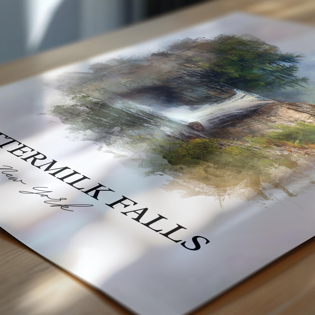 Buttermilk Falls Wall Art, Ithaca NY Print, Tompkins County Artwork, Buttermilk Falls Gift, Travel Print, Travel Poster, Housewarming Gift