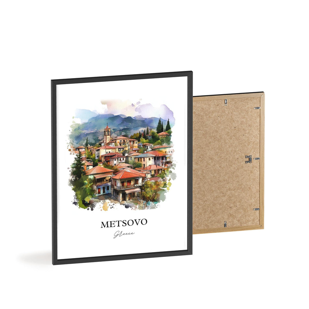Metsovo Wall Art, Epirus Print, Greece Watercolor Art, Metsovo Greece Gift, Travel Print, Travel Poster, Housewarming Gift
