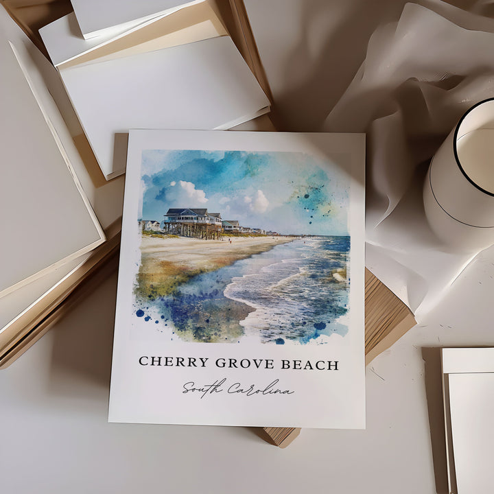 Cherry Grove Beach SC Art, Cherry Grove Print, Cherry Grove Watercolor, Horry County SC Gift,