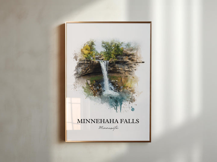 Minnehaha Falls Wall Art, Minneapolis Print, Minnesota Watercolor Art, Minnehaha Falls Gift, Travel Print, Travel Poster, Housewarming Gift