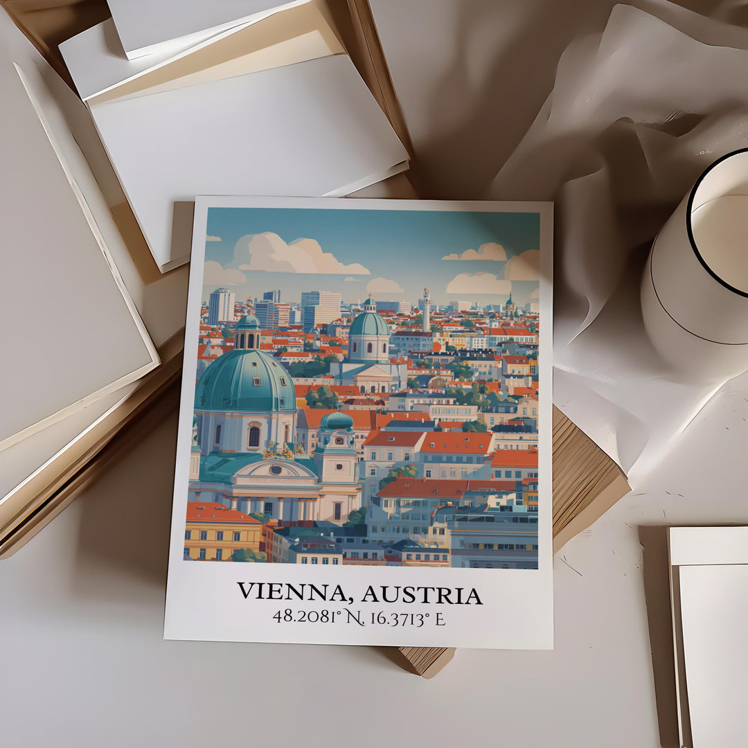 Vienna Austria Art, Vienna Retro Travel Art, Vienna Home Decor, Vienna Austria Gift, Austria Travel Art, Travel Prints, Housewarming Gift