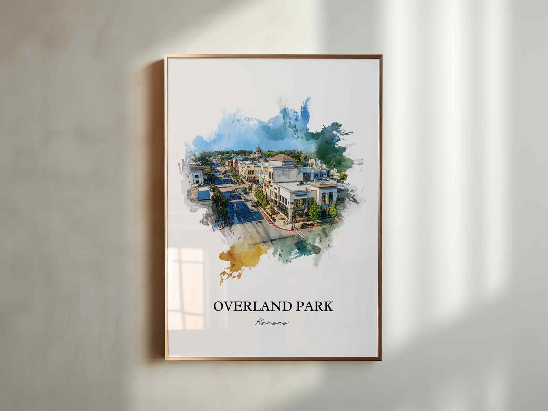 Overland Park, Kansas Wall Art, Kansas Print, Overland Park Watercolor Art, Johnson County Gift, Travel Print, Travel Poster, Housewarming Gift