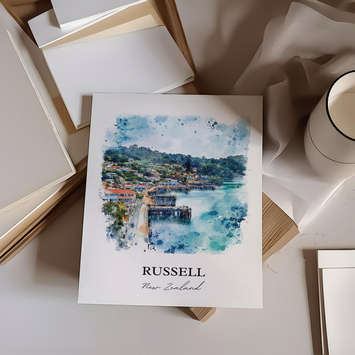 Russell New Zealand Wall Art, Kororareka Print, New Zealand Artwork, Russell NZ Gift, Travel Print, Travel Poster, Housewarming Gift