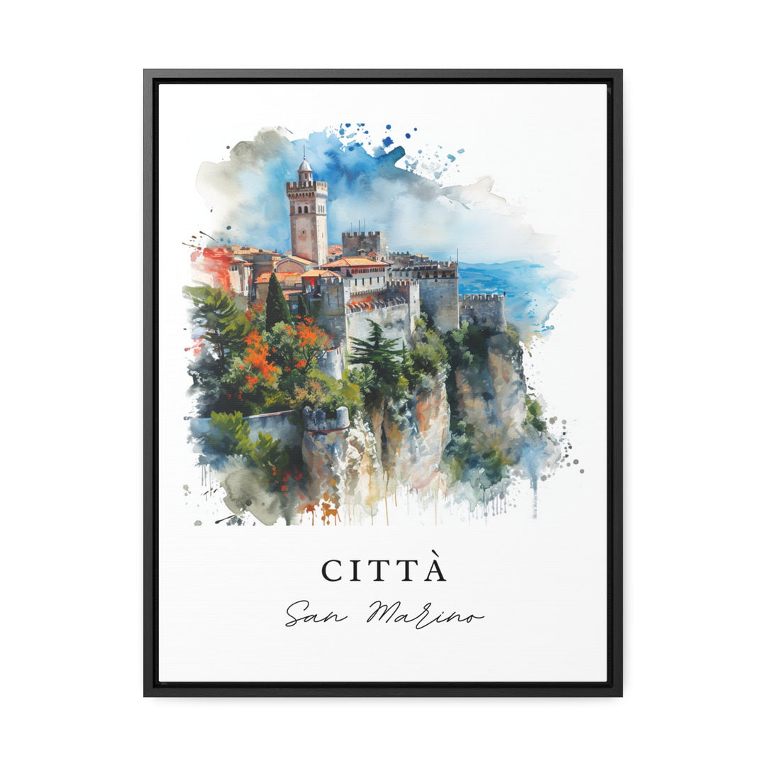 Citta San Marino watercolor travel art - San Marino, Italy print, Wedding gift, Birthday present, Custom Text, Perfect Gift