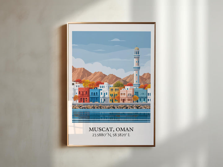 Muscat Wall Art, Muscat Oman Print, Oman Watercolor, Oman Travel Gift, Travel Print, Travel Poster, Housewarming Gift