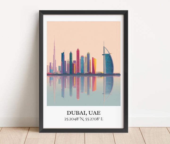 Dubai Art, Dubai UAE Retro Travel Art, Dubai Home Decor, United Arab Emirates Gift, Dubai UAE Travel Art, Duabi Print, Housewarming Gift