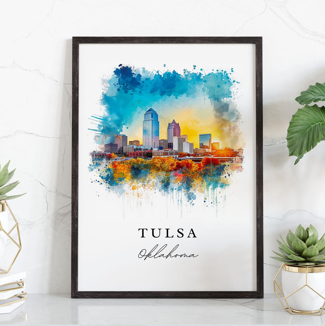 Tulsa Oklahoma wall art - Oklahoma, Tulsa print, Tulsa OK Wedding gift, Tulsa Skyline Birthday present, Tulsa OK Custom Text, Perfect Gift