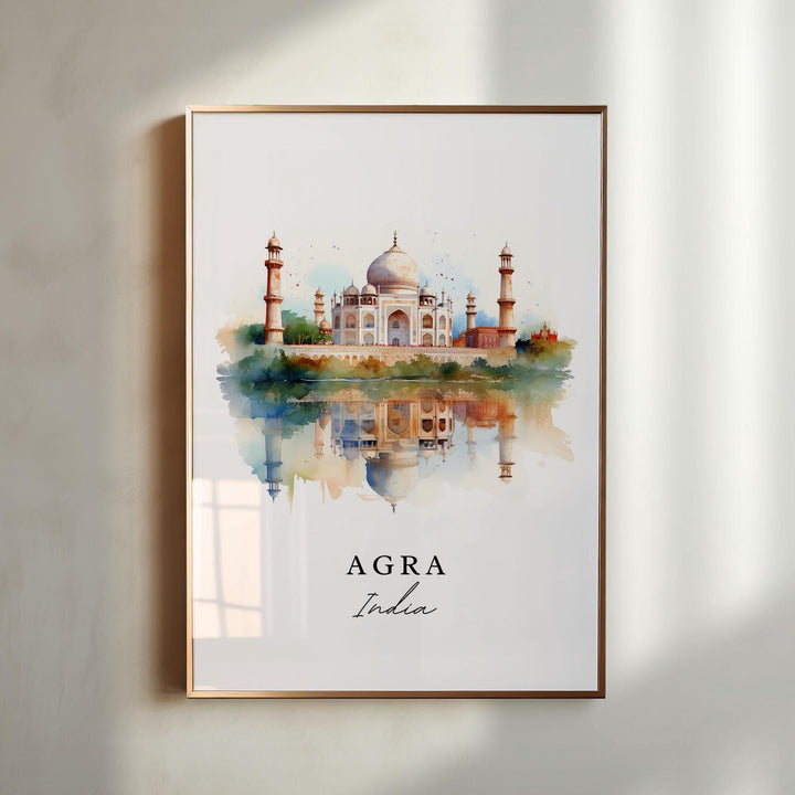 Agra India wall art - India, Agra poster, Agra India Wedding gift, Uttar Pradesh Birthday present, Custom Text, Personalized Gift