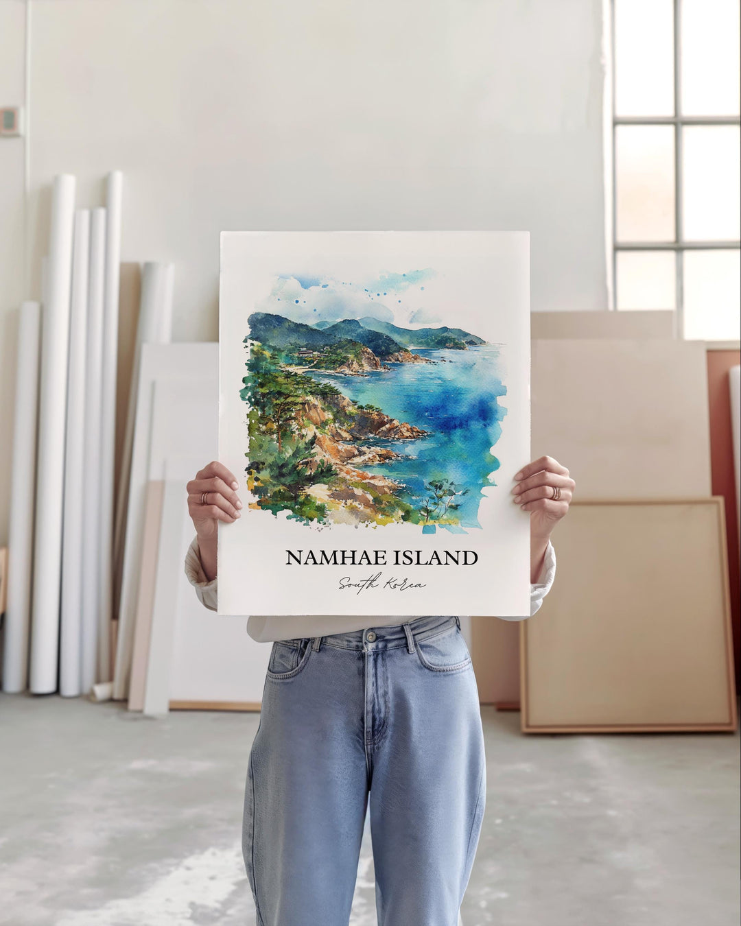 Namhae Island Wall Art, South Gyeongsang Print, South Korea Watercolor, Namhae Island Gift, Travel Print, Travel Poster, Housewarming Gift