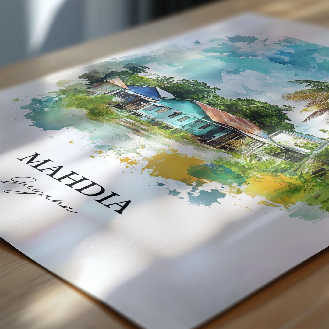 Mahdia Guyana Wall Art, Potaro-Siparuni Guyana Print, Guyana Watercolor, Mahdia Guyana Gift, Travel Print, Travel Poster, Housewarming Gift