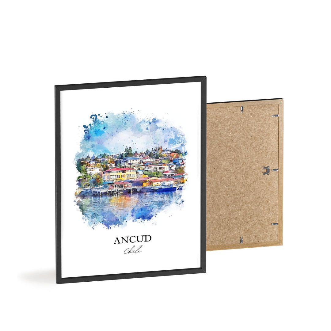Ancud Chile Wall Art, Chiloé Island Print, Chile Watercolor Art, Ancud Chile Gift, Travel Print, Travel Poster, Housewarming Gift