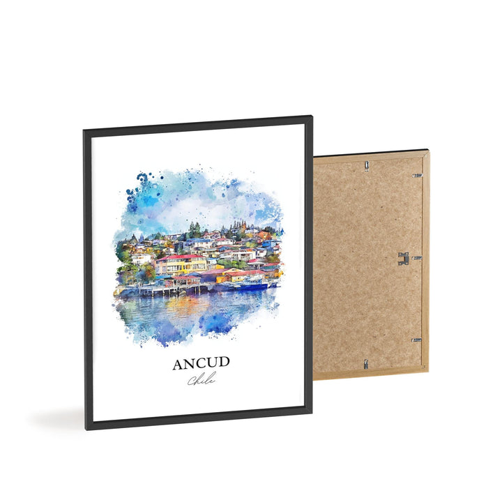 Ancud Chile Wall Art, Chiloé Island Print, Chile Watercolor Art, Ancud Chile Gift, Travel Print, Travel Poster, Housewarming Gift